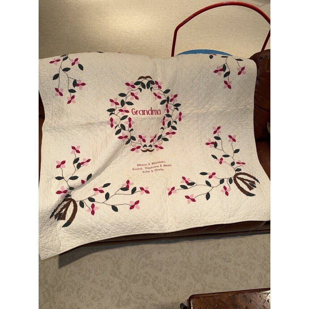 Grandma Quilt Floral Appliqué 54”x52”